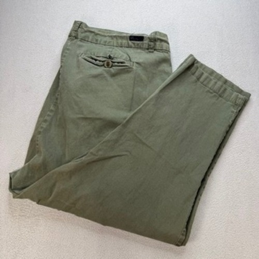 KUT from the Kloth Crop Trouser Regular Fit 18W Green Stretch Cotton Chino Pants